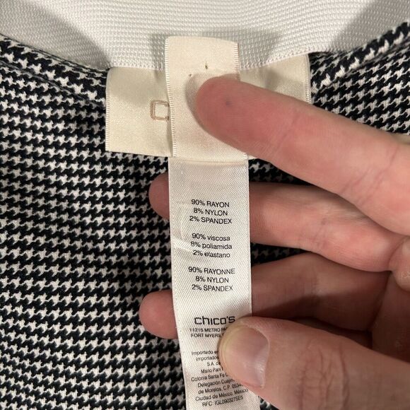 Chico's Dress Pants Women's 3 / 16 Petite Black White Elastic Waist High Rise - Picture 6 of 9